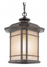  5826 RT - San Miguel Collection, Craftsman Style, Outdoor Hanging Pendant Lantern with Tea Stain Glass Windows